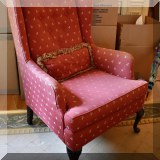 F28. Wing chair. 41&rdquo;h x 27&rdquo;w x 30&rdquo;d 